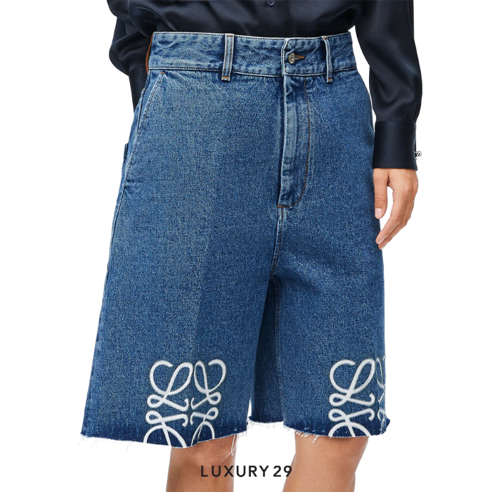 LOEWE Anagram shorts in denim Jeans Blue LOEWE