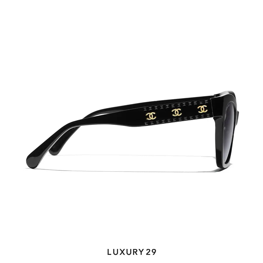 Chanel Cat Eye Sunglasses Black Grey CHANEL
