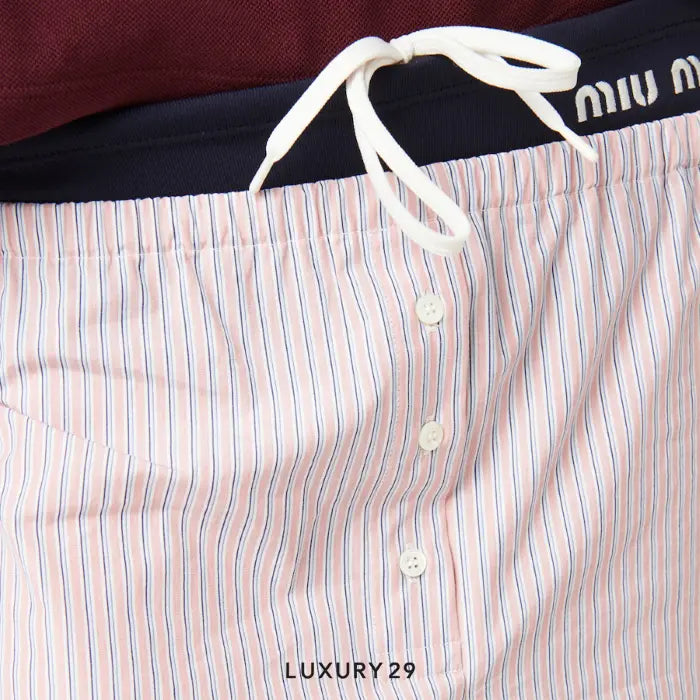 MIU MIU Striped cotton boxers Coral/White MIU MIU