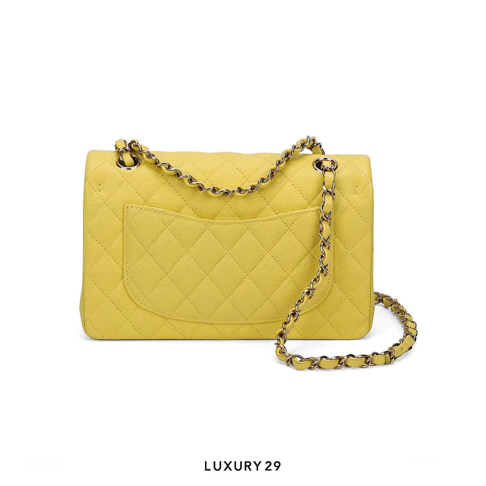 Chanel Small Classic Double Flap Bag Yellow Caviar Light Gold Hardware CHANEL