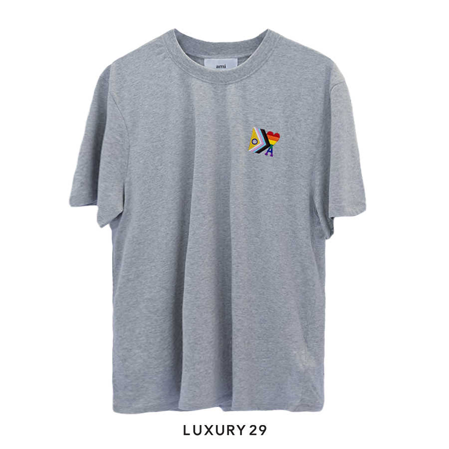 AMI DE COEUR RAINBOW CLASSIC FIT T-SHIRT HEATHER ASH GREY AMI Luxury29