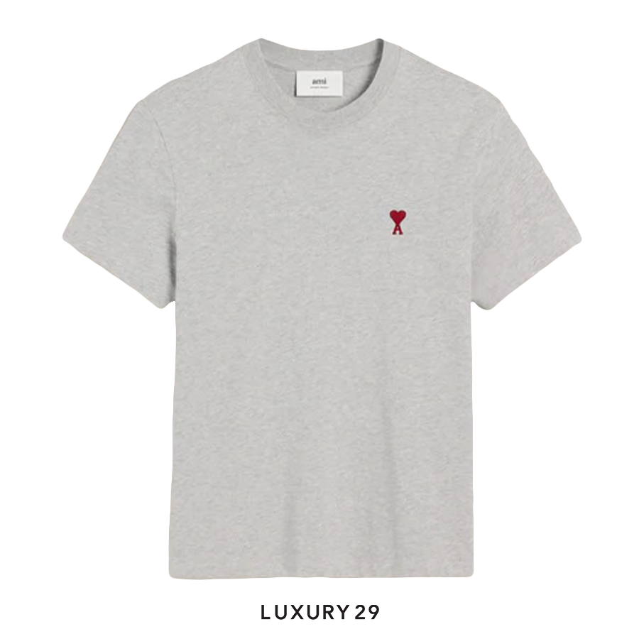 AMI DE COEUR RED T-SHIRT HEATHER GREY AMI Luxury29