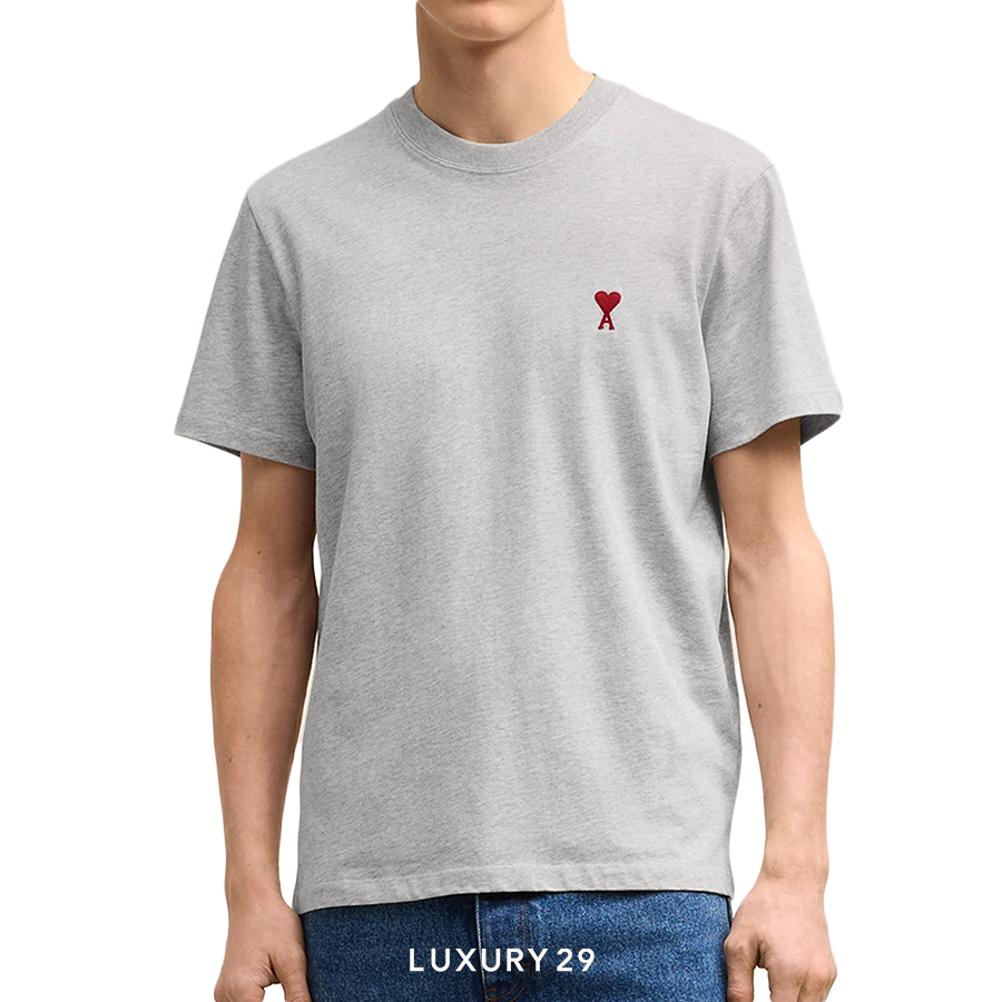 AMI DE COEUR RED T-SHIRT HEATHER GREY AMI Luxury29