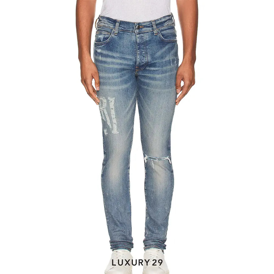 AMIRI DISTRESSED LOGO JEAN CLAY INDIGO AMIRI