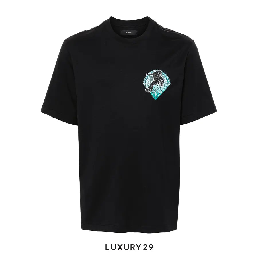 AMIRI Panther-Print Cotton T-Shirt Black