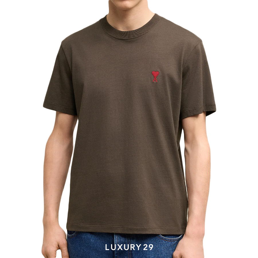 AMI DE COEUR RED T-SHIRT DARK COFFEE AMI