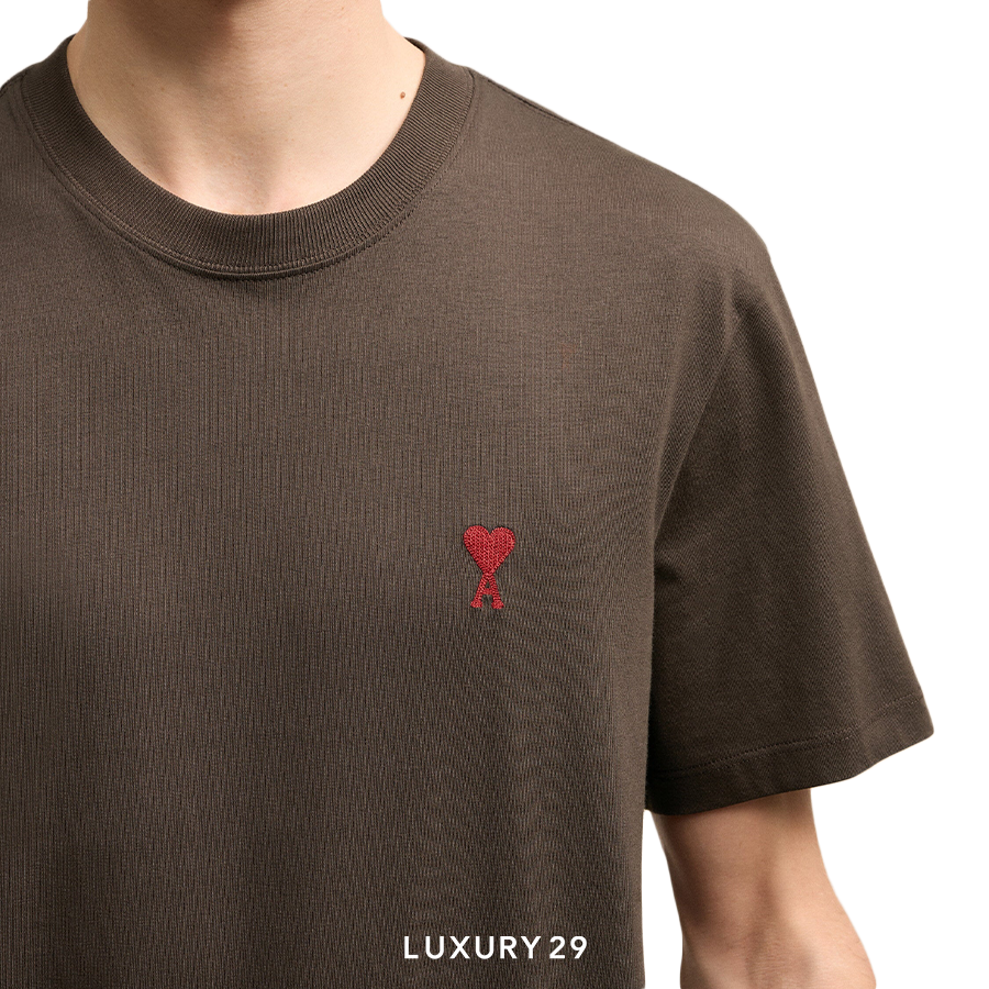AMI DE COEUR RED T-SHIRT DARK COFFEE AMI