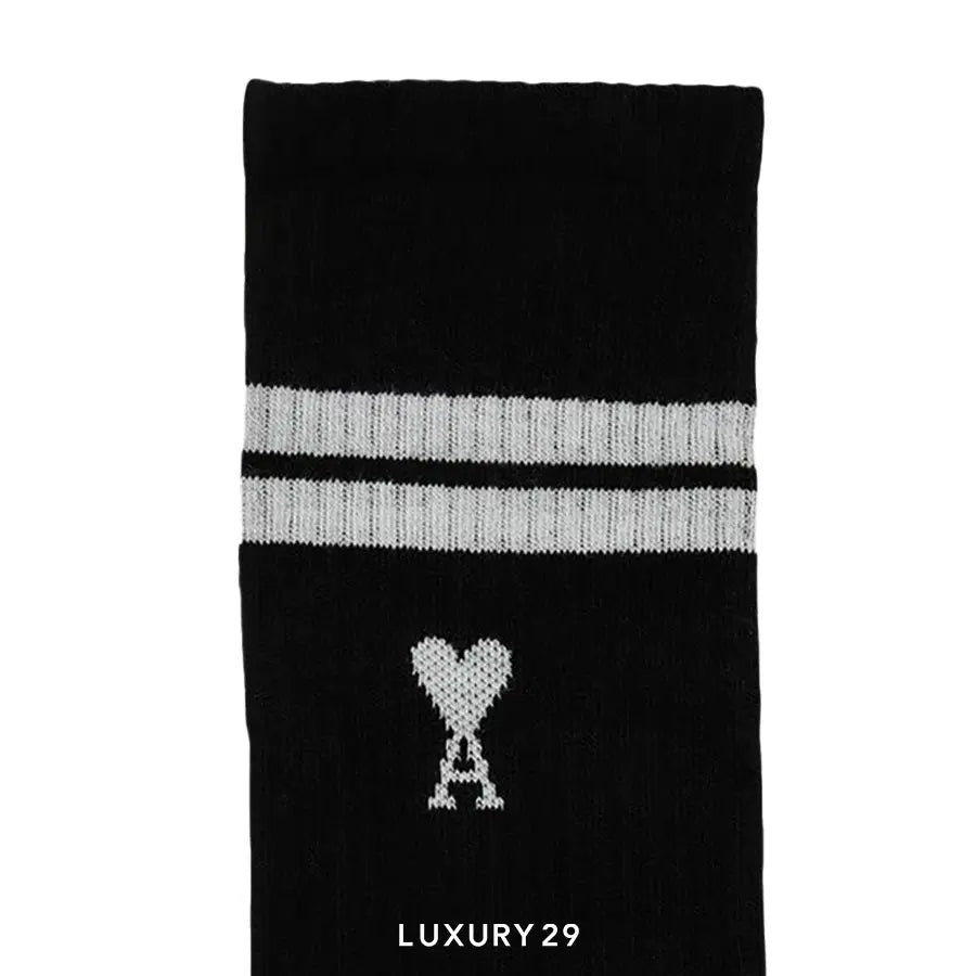 AMI DE COEUR STRIPED SOCKS BLACK AMI