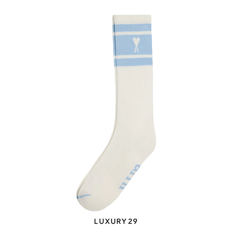 AMI DE COEUR STRIPED SOCKS CASHMERE BLUE