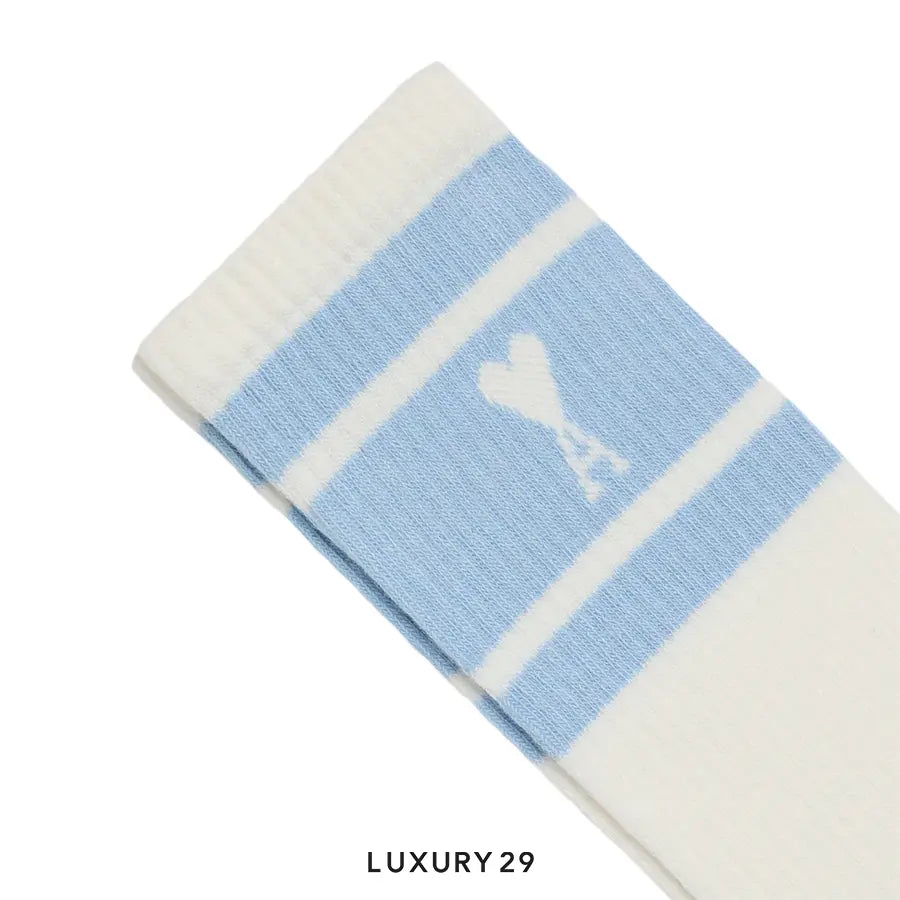 AMI DE COEUR STRIPED SOCKS CASHMERE BLUE AMI