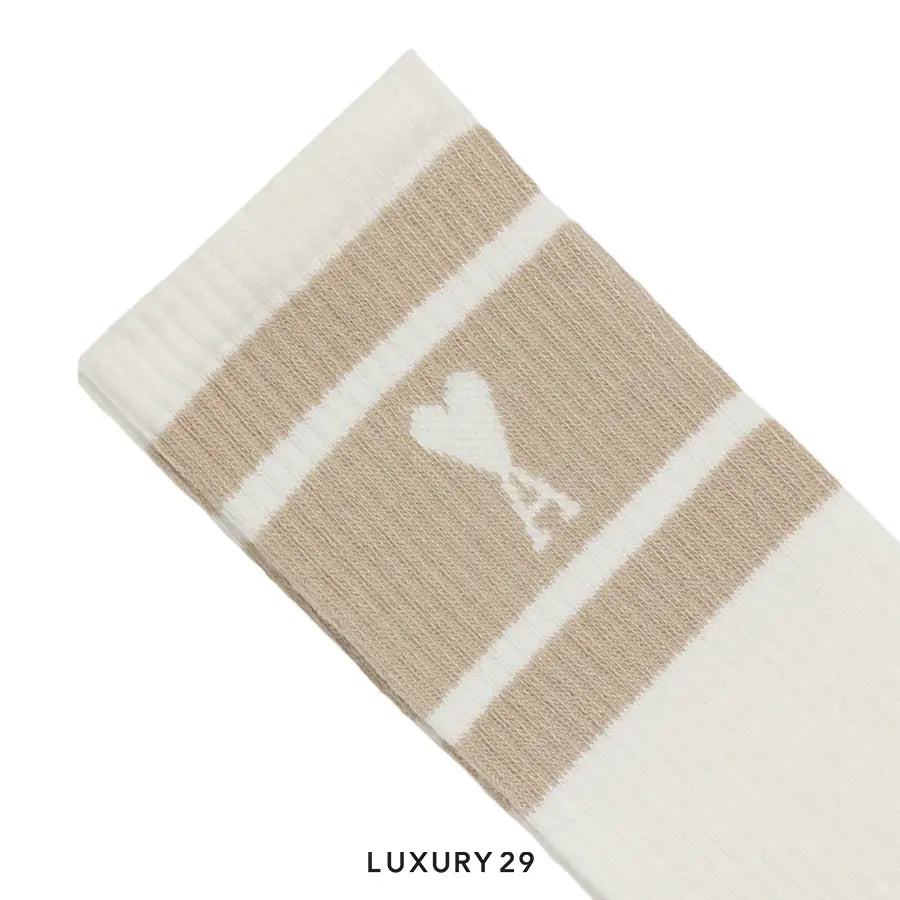 AMI DE COEUR STRIPED SOCKS LIGHT BEIGE AMI Luxury29