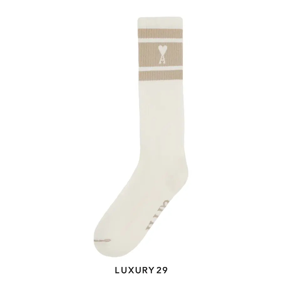 AMI DE COEUR STRIPED SOCKS LIGHT BEIGE AMI Luxury29