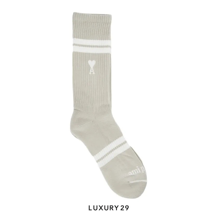 AMI RIBBED SOCKS IN BEIGE AMI
