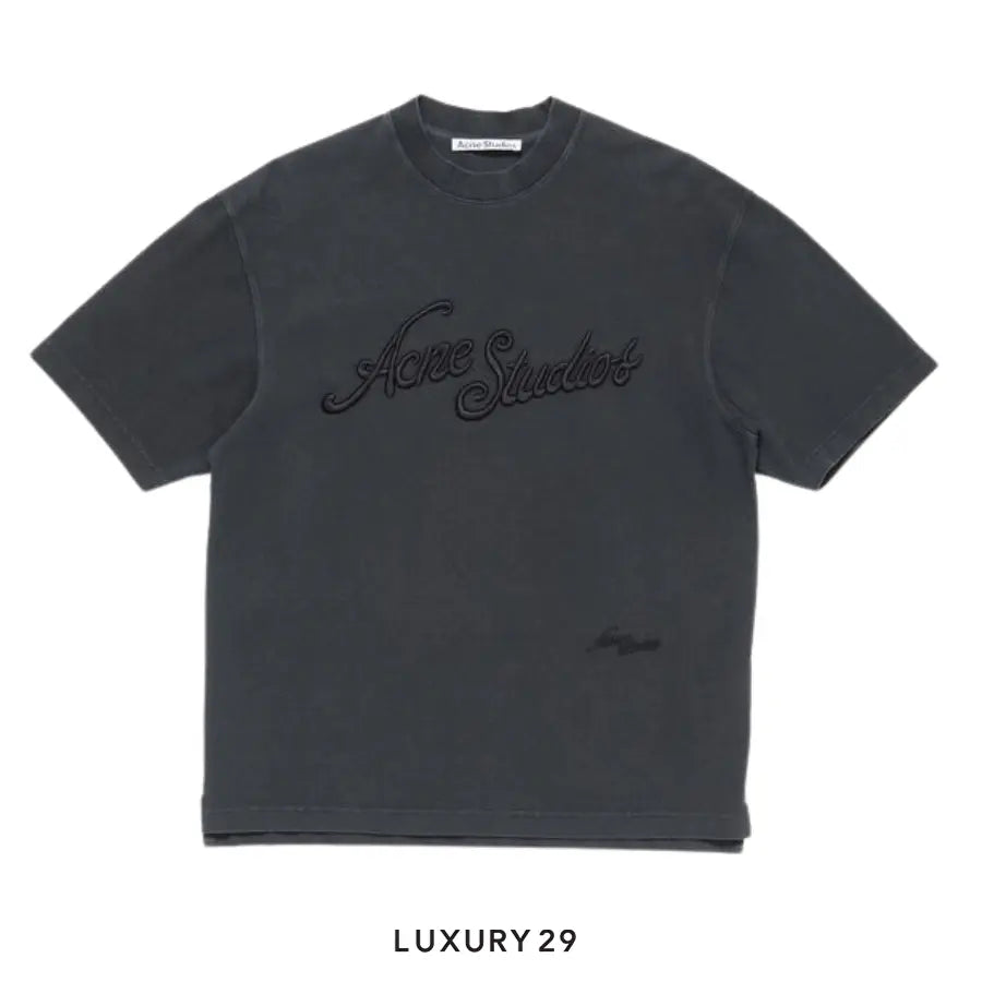 Acne Studios Embroidered Logo t-shirt - Relaxed fit Faded Black ACNE STUDIOS Luxury29