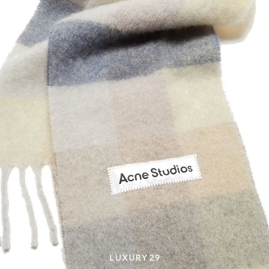 Acne Studios Mohair Checked Scarf Vanilla/Beige/Lavender ACNE STUDIOS