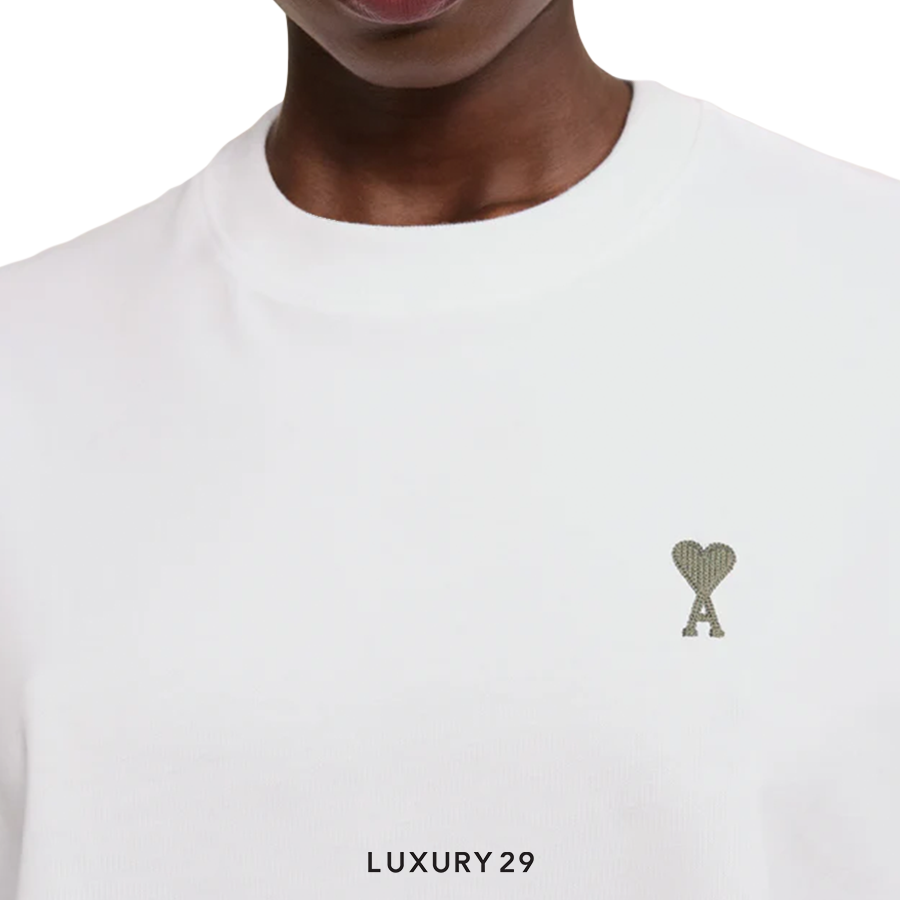 Ami De Coeur Crop T-shirt WHITE/SAGE AMI