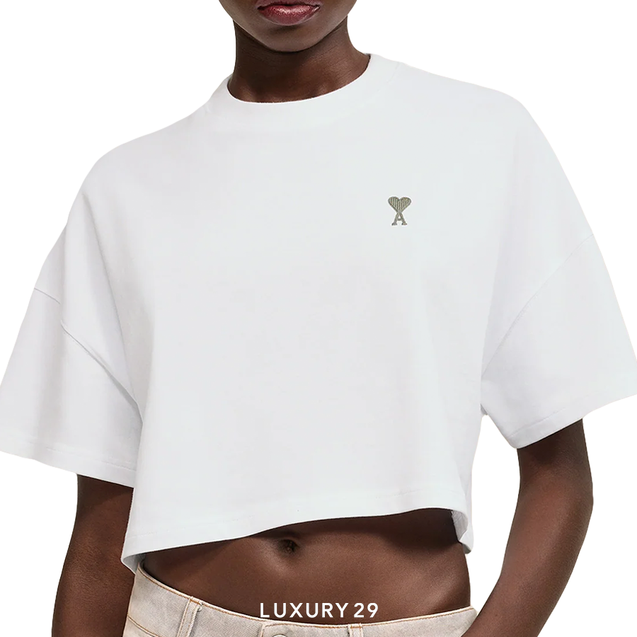 Ami De Coeur Crop T-shirt WHITE/SAGE AMI