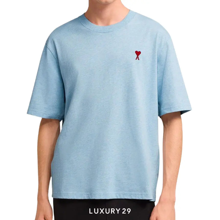 AMI DE COEUR T-SHIRT HEATHER CASHMERE BLUE AMI