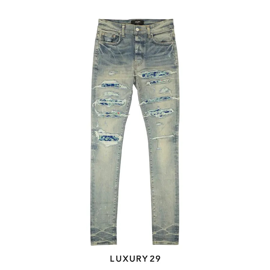 Amiri Distressed Pajama Thrasher Jeans Indigo
