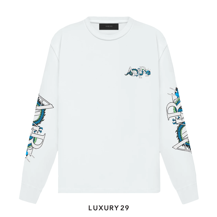 Amiri LUNAR NEW YEAR DRAGON LONG SLEEVE TEE - White