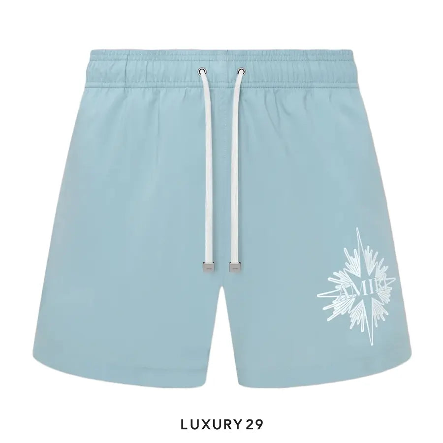 Amiri Starburst Swim Trunk Dusty Blue