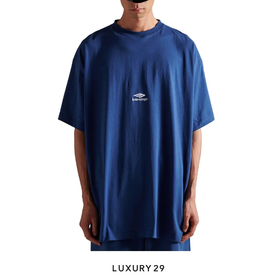 Balenciaga 3b Sports Icon Oversized T-shirt in Light Marine Blue/white BALENCIAGA Luxury29