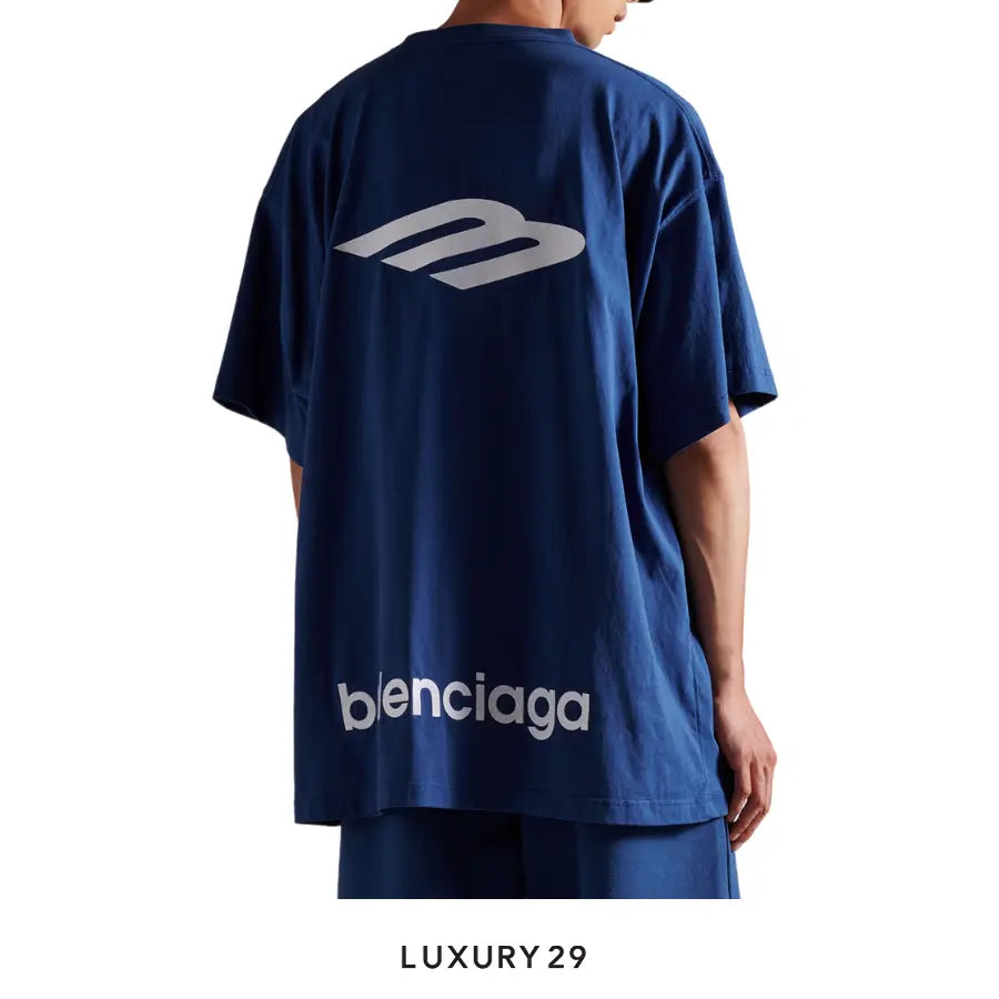 Balenciaga 3b Sports Icon Oversized T-shirt in Light Marine Blue/white BALENCIAGA Luxury29