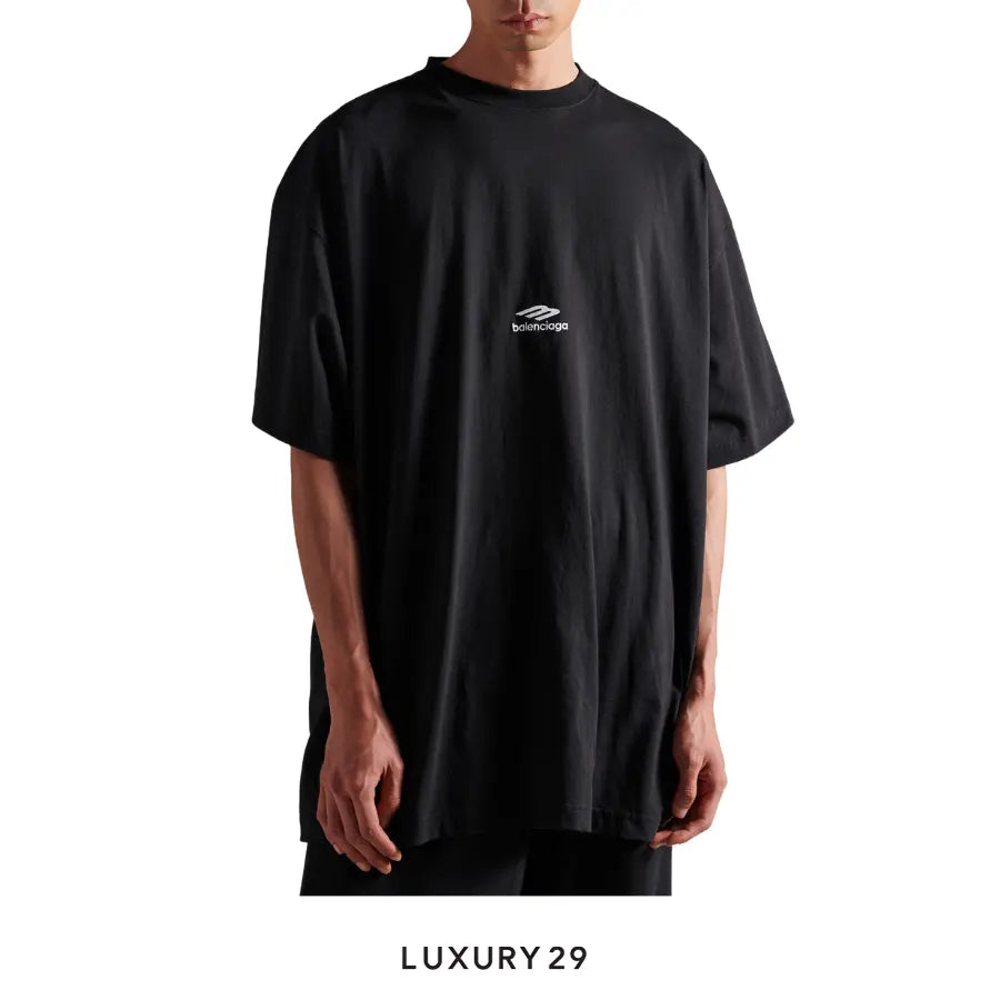 Balenciaga 3b Sports Icon Oversized T-shirt in Washed Black/white BALENCIAGA Luxury29