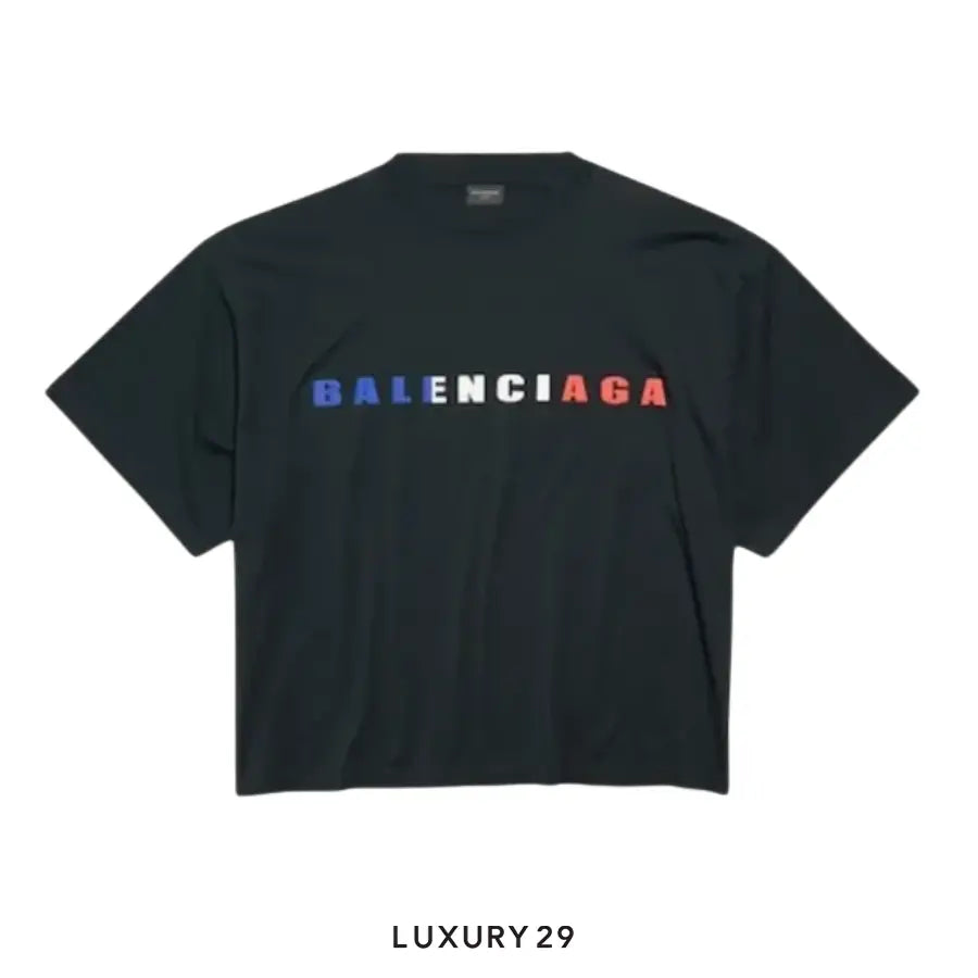 Balenciaga International Short Sleeve Cropped T-Shirt FADE Black BALENCIAGA Luxury29