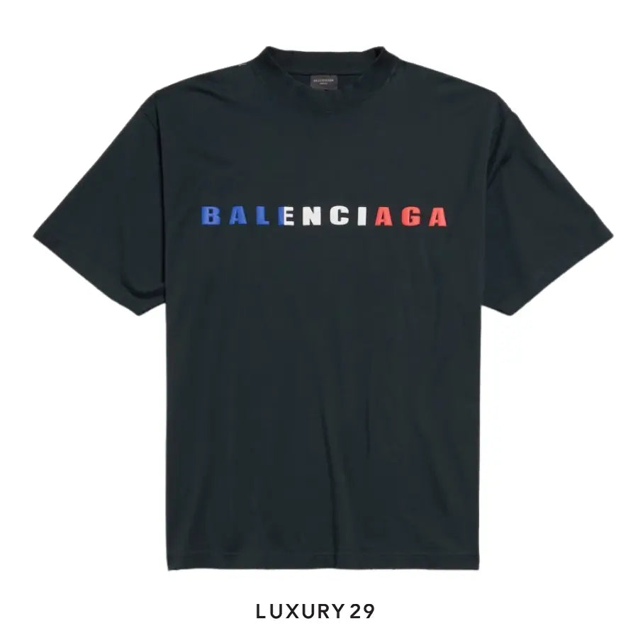 Balenciaga Medium Fit T-shirt INTERNATIONAL FRACE DRY JERSY FADE BLACK BALENCIAGA Luxury29
