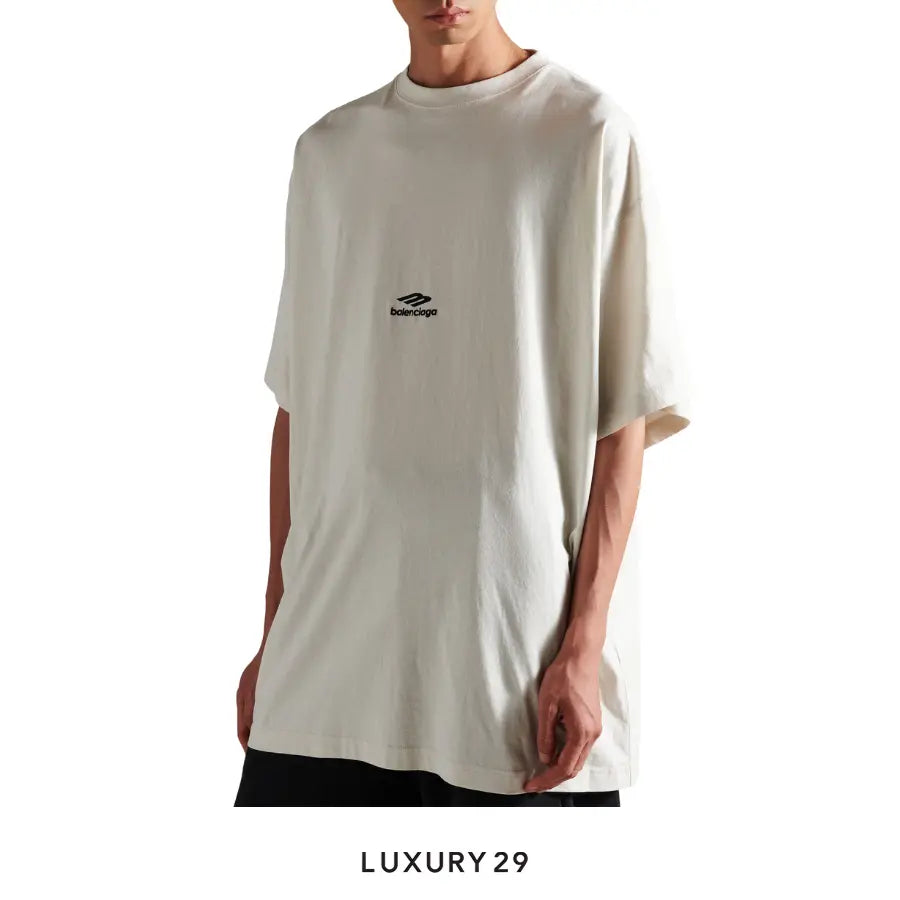 Balenciaga Men's 3b Sports Icon Oversized T-shirt in Chalky White/black BALENCIAGA Luxury29