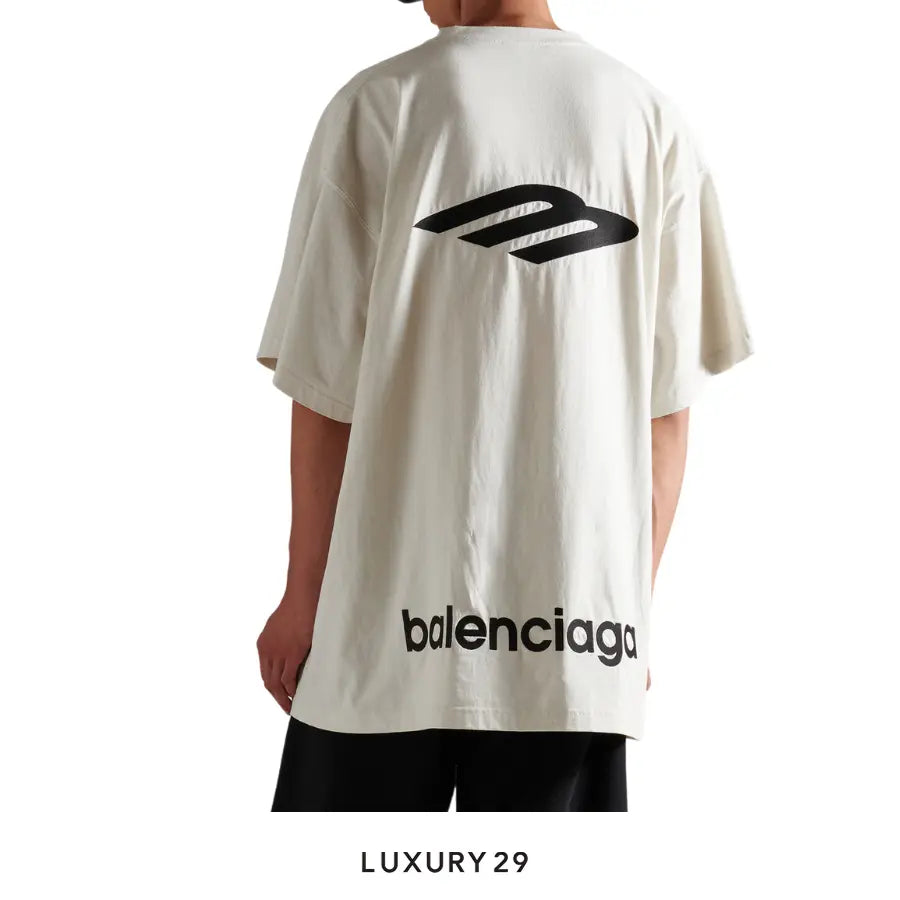 Balenciaga Men's 3b Sports Icon Oversized T-shirt in Chalky White/black BALENCIAGA Luxury29
