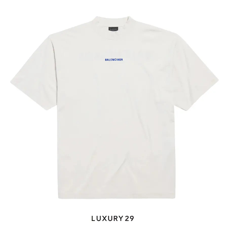 Balenciaga Men's Balenciaga Back T-shirt Medium Fit in Dirty White/Blue BALENCIAGA Luxury29
