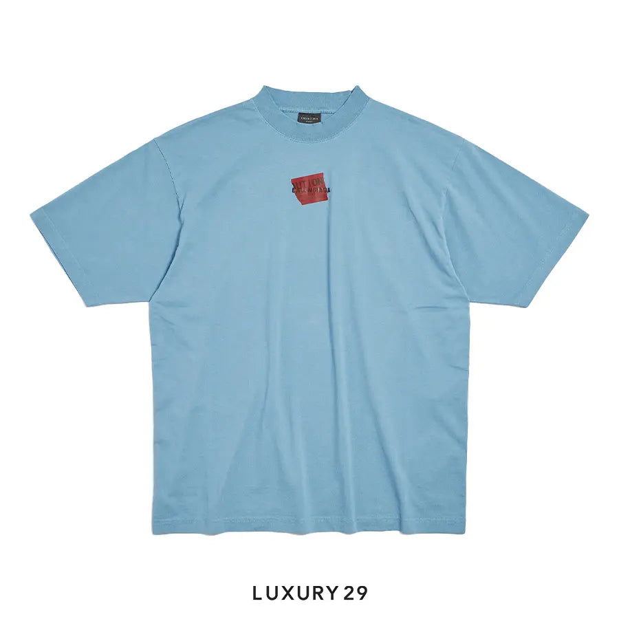 Balenciaga Men's Taped Balenciaga Back T-shirt Medium Fit in Grey Blue