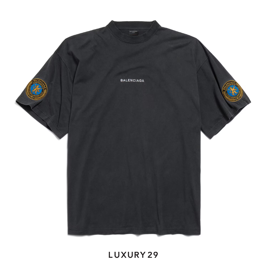 Balenciaga Men's Uniform Merch Oversized T-shirt in Black Faded BALENCIAGA