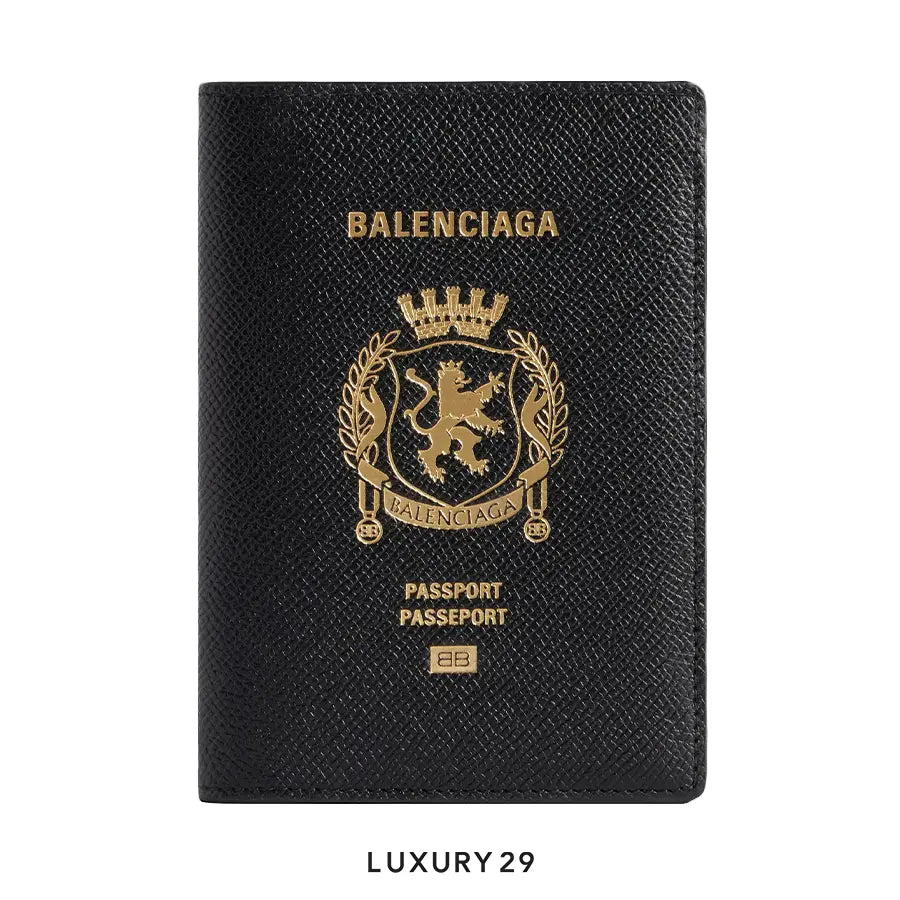 Balenciaga Passport Holder semi matte soft textured calfskin in black