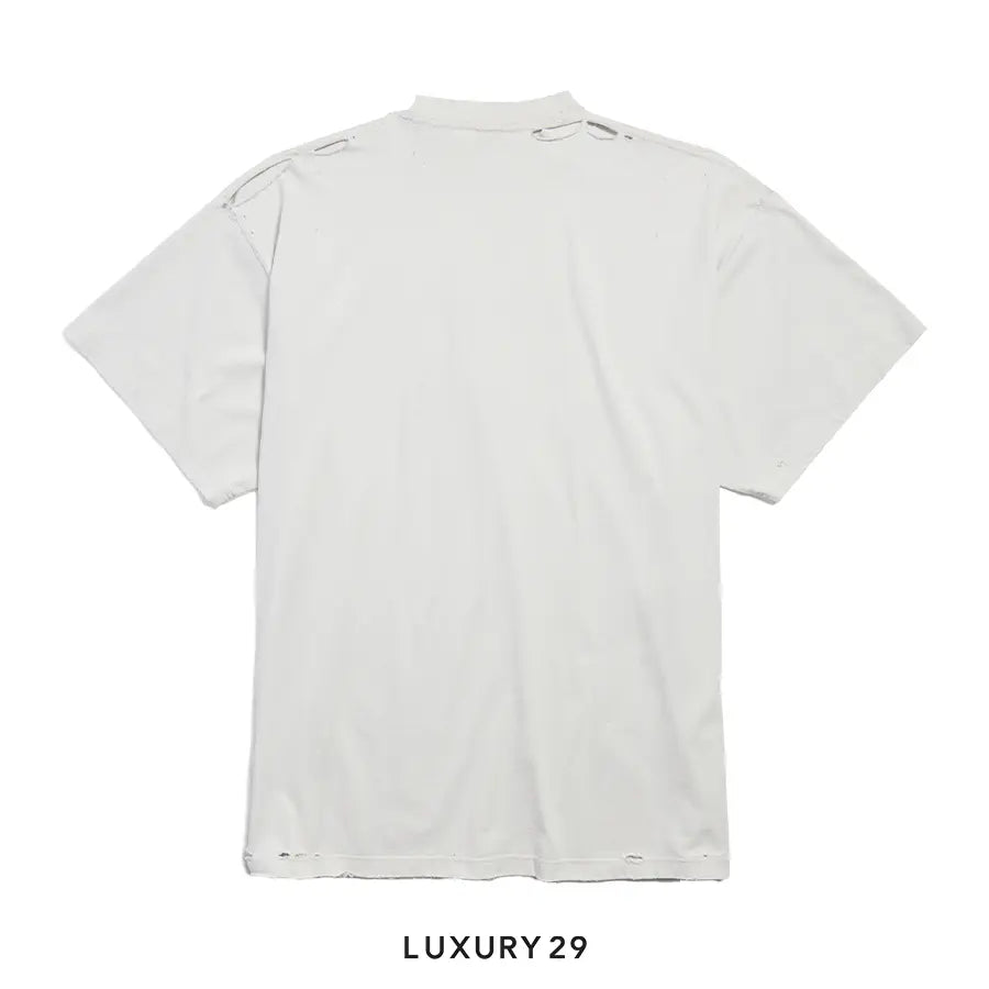 Balenciage Men's 3b Liquefied T-shirt Oversized in White BALENCIAGA