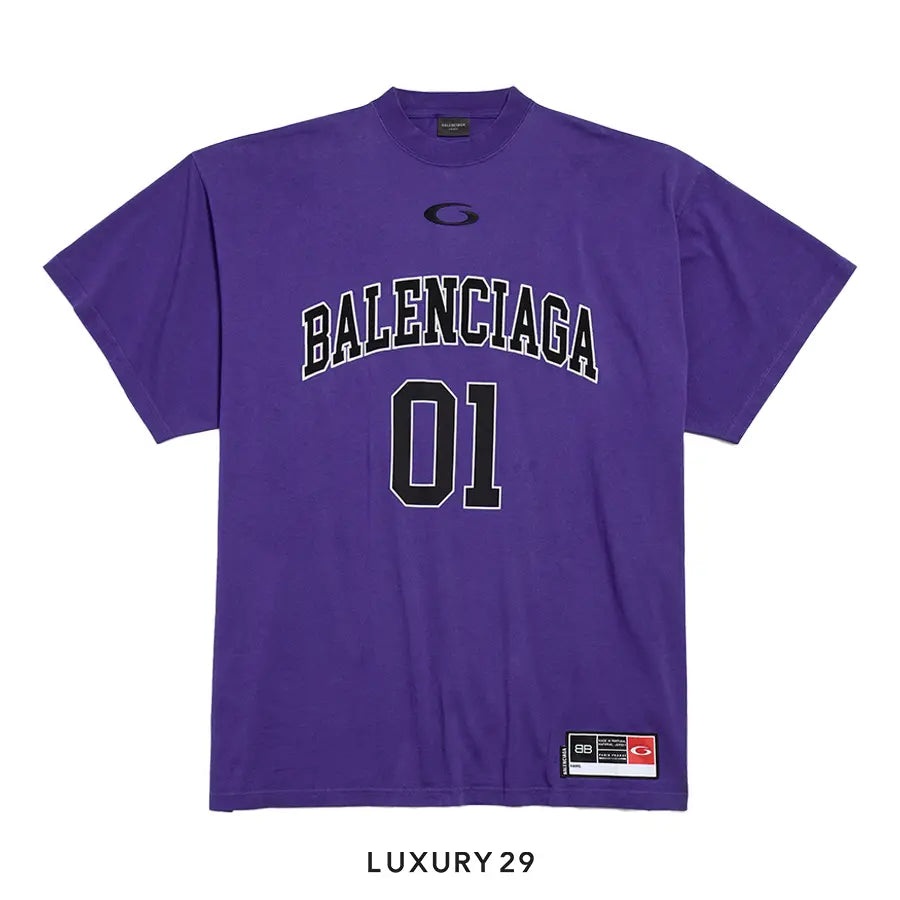 Balenciage Men's Basketball Series - Oversized T-shirt in Deep Purple