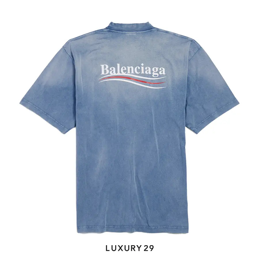 Balenciage Men's Political Campaign T-shirt Medium Fit in Faded Blue/white/red BALENCIAGA