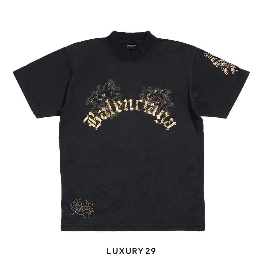 Balenciage Women's Tacky Tatoo T-shirt Small Fit in Black Faded