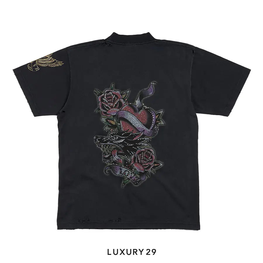 Balenciage Women's Tacky Tatoo T-shirt Small Fit in Black Faded BALENCIAGA