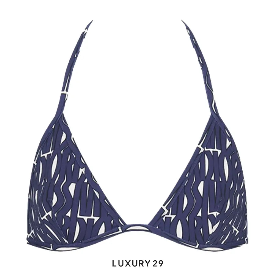 Bikini Top 
White Technical Fabric with Navy Blue Miss Dior Allover Motif DIOR