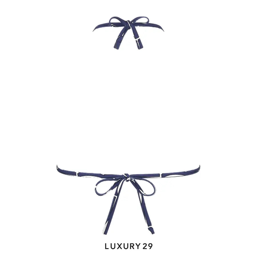 Bikini Top 
White Technical Fabric with Navy Blue Miss Dior Allover Motif DIOR