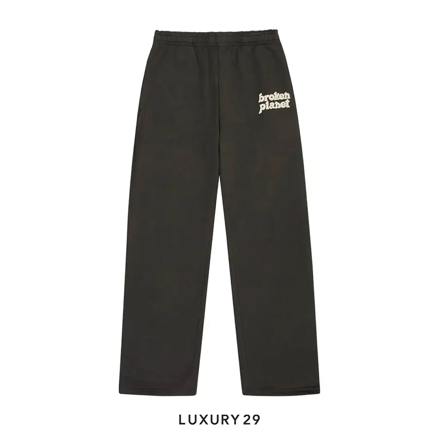 Broken Planet Straight-Leg Sweatpants Soot Black/White Logo