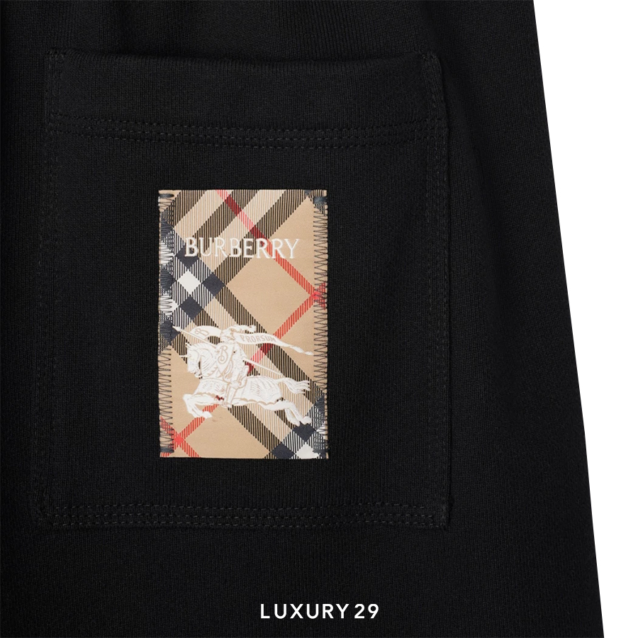Burberry Check Label Cotton Shorts Black BURBERRY