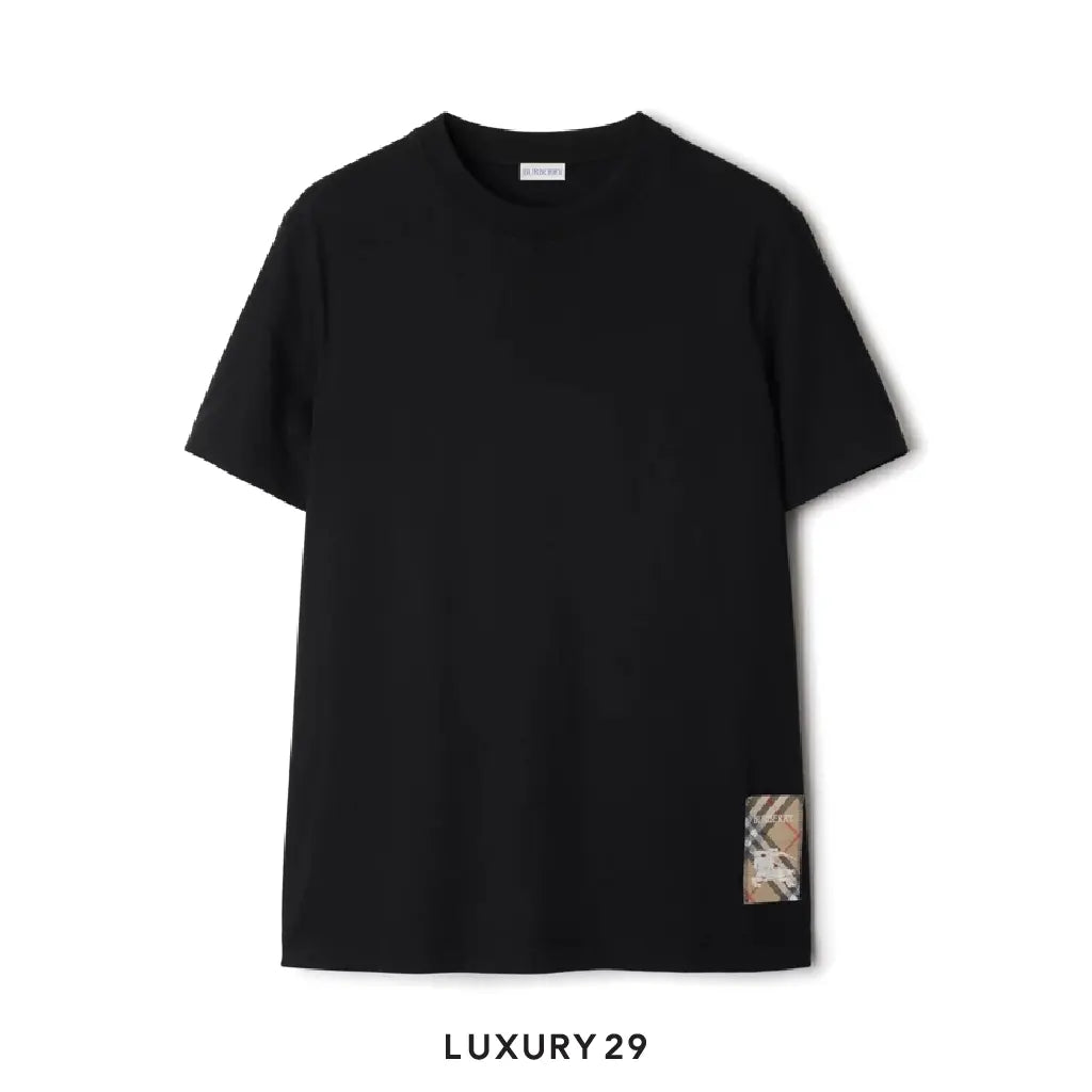 Burberry Check Label Cotton T-shirt Black