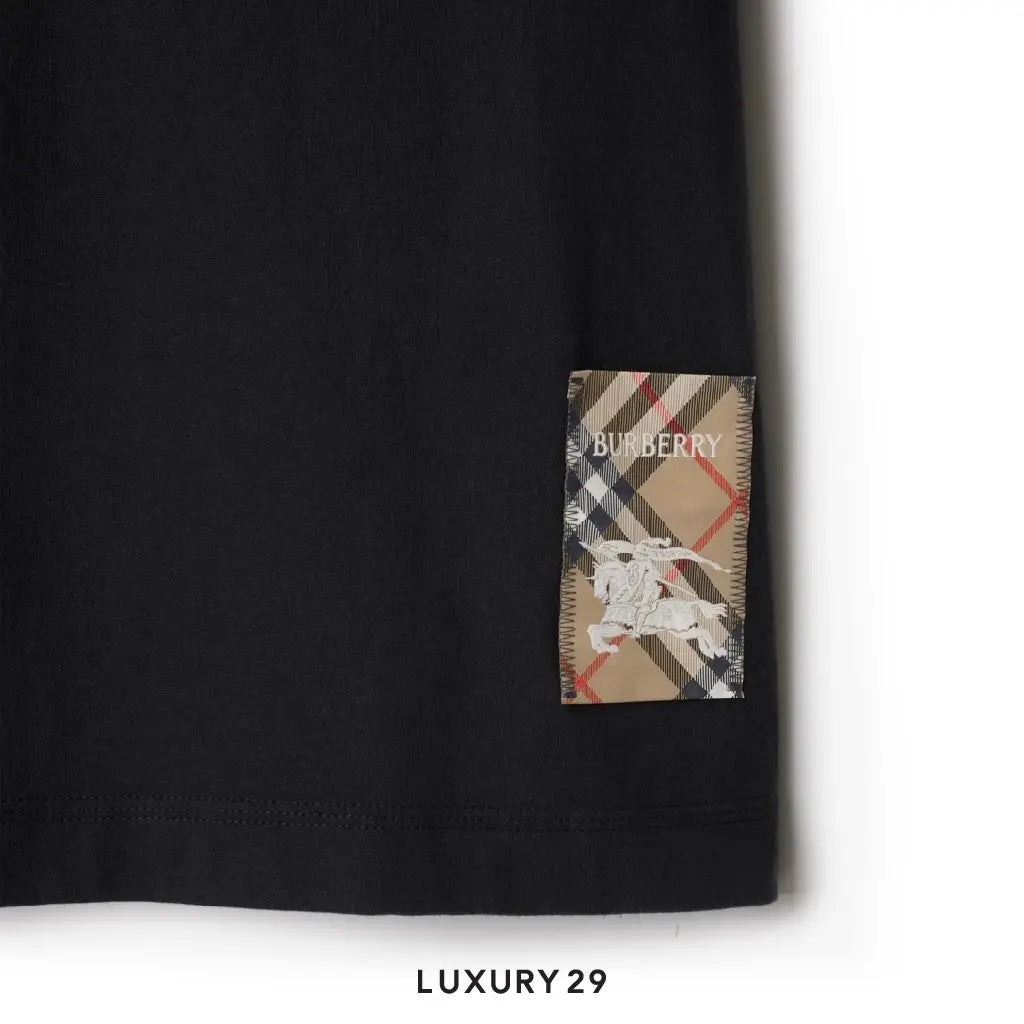 Burberry Check Label Cotton T-shirt Black BURBERRY