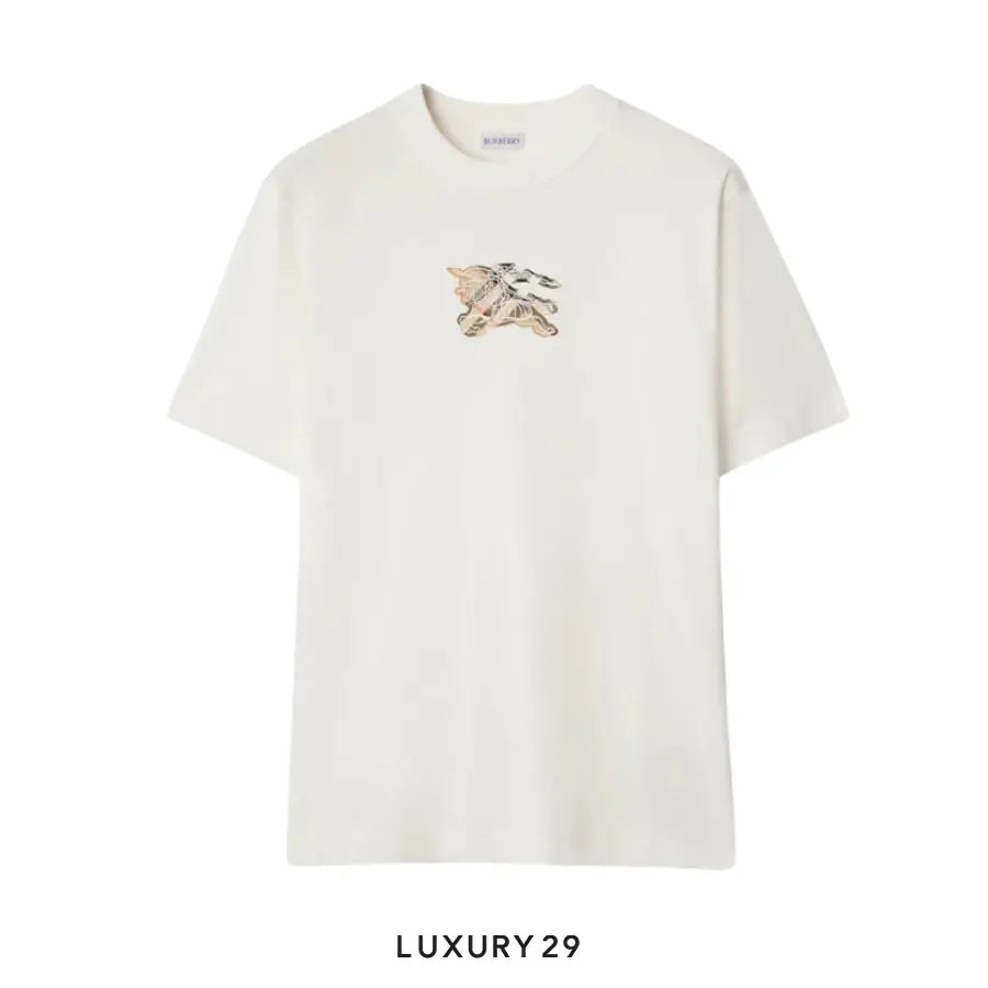 Burberry EKD Check Cotton T-shirt Chalk White