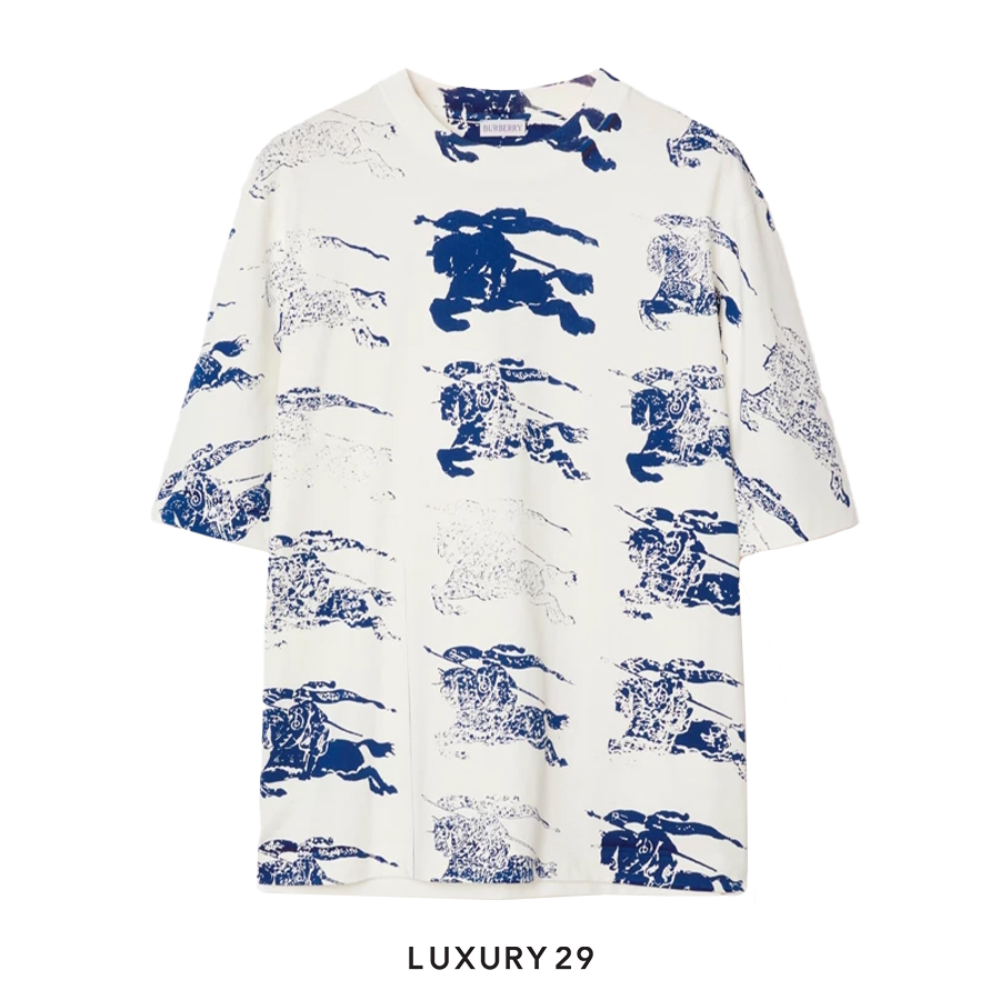 Burberry Logo Cotton T-shirt in Rain BURBERRY