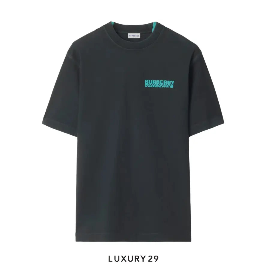 Burberry Warped Logo Cotton T-shirt in Atom Blue